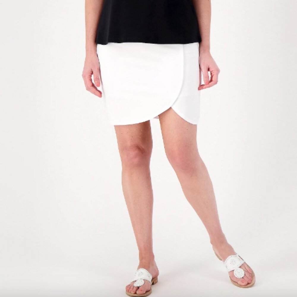 Belle by Kim Gravel TripleLuxe Knit Tulip Hem Skort , White Sz a601301